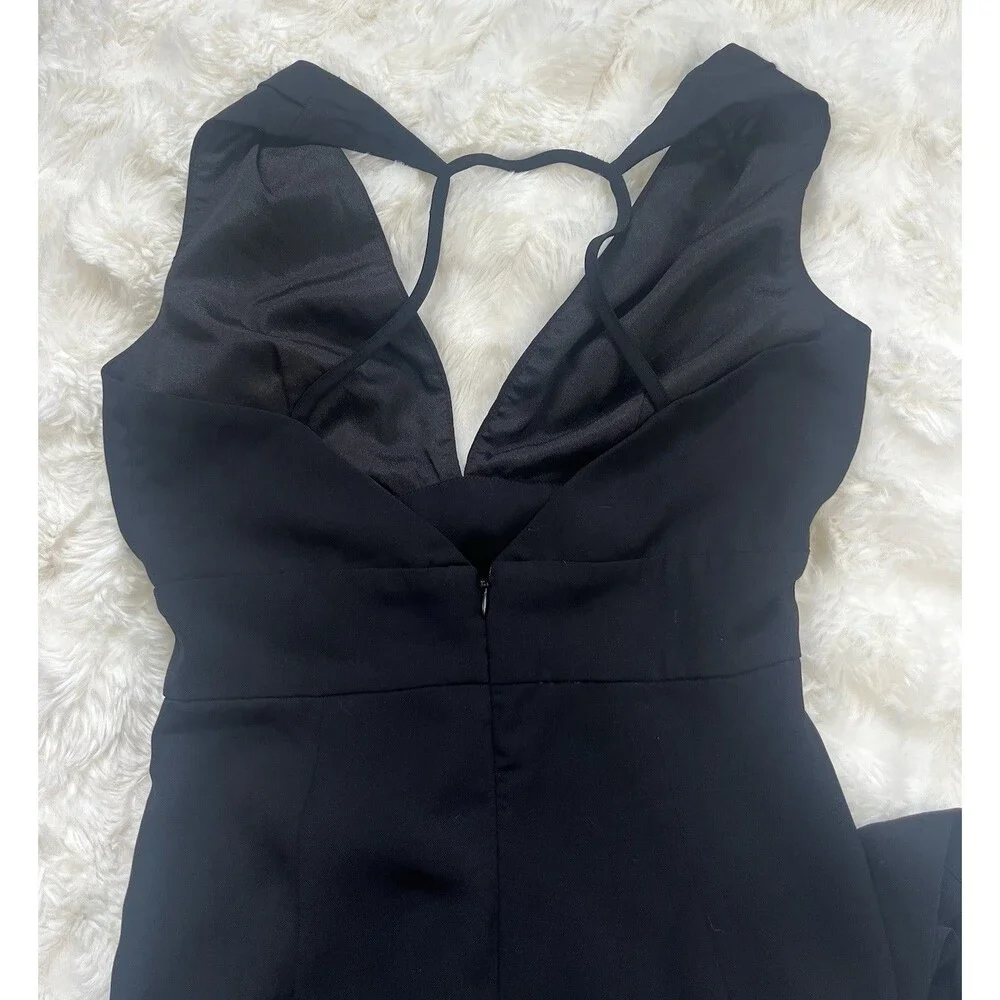 Lulus Black V Neck Wide Leg Jumpsuit Sz Small - Picture 8 of 15